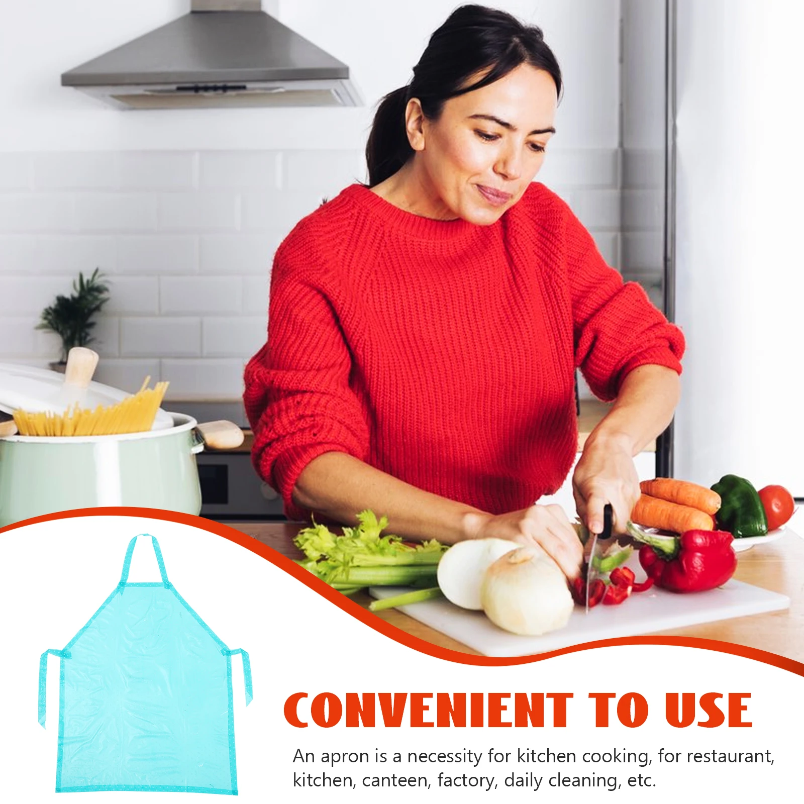 

1pc Waterproof Oilproof For Waterproof Plastic Apron Cooking Sleeveless Fashion Cleaning Supply Sleeveless Apron Red