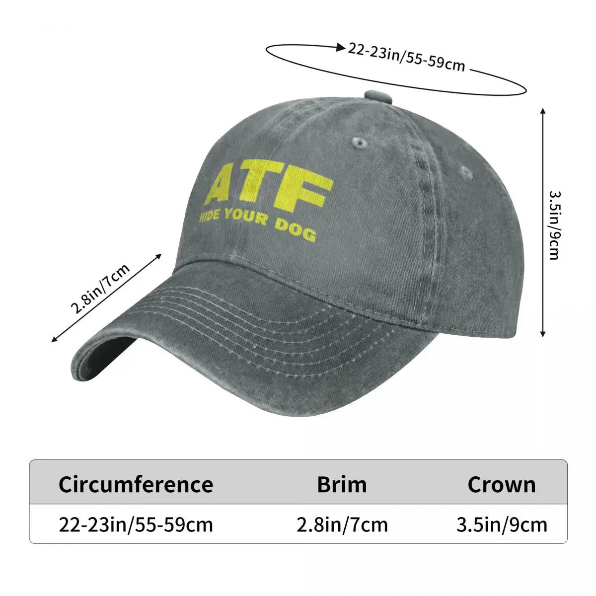 ATF Hide Your Dog Funny Baseball Caps Snapback Washed Denim Hats Outdoor Adjustable Casquette Streetwear Baseball Cowboy Hat