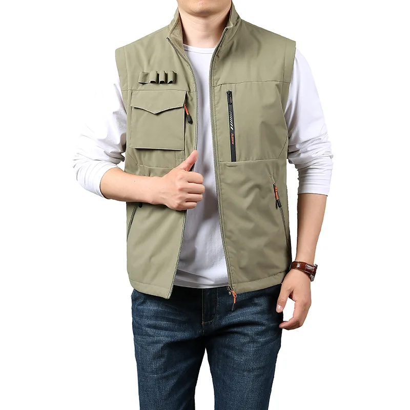 Heated Vest Luxury Men's Clothing Hunting Work Man Leather Vests Multi Pocket Tactical Jackets Camping Sports Large Size Coat