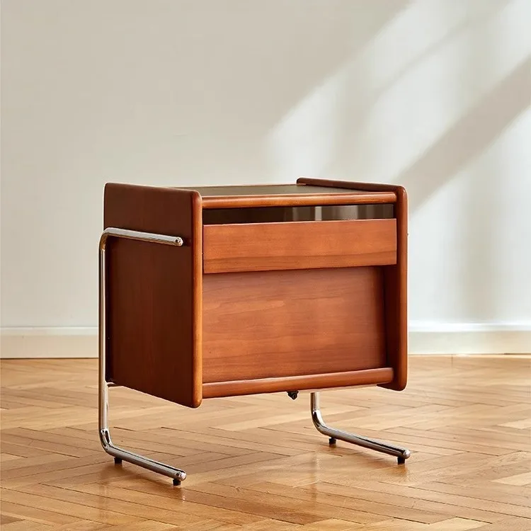 2026 hot sell Nordic solid wood bedside table, home living room magazine side cabinet
