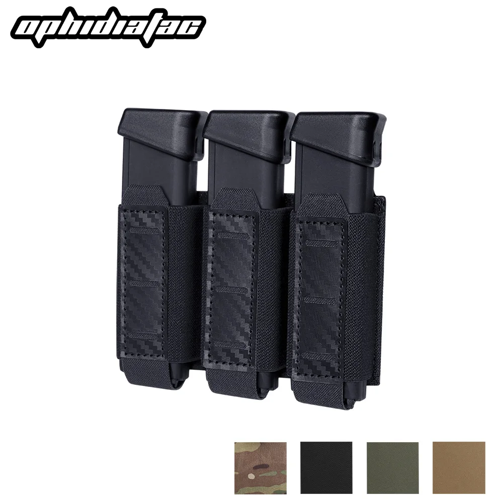 OPHIDIAN MOLLE System 9mm Triple Magazine Pouch Carbon Fiber Hunting Airgun Outdoor Gear