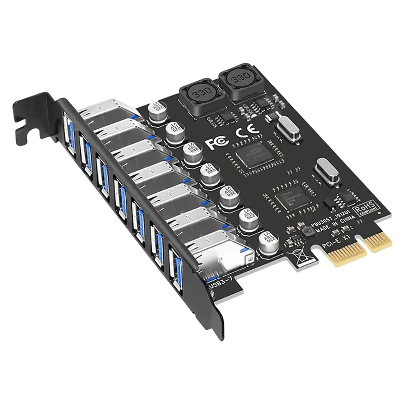 

7-портовая карта адаптера USB 3.0 PCI Express Карта расширения USB, карта PCIe Riser для ПК, Linux / WindowsXP/7/8/8,1/