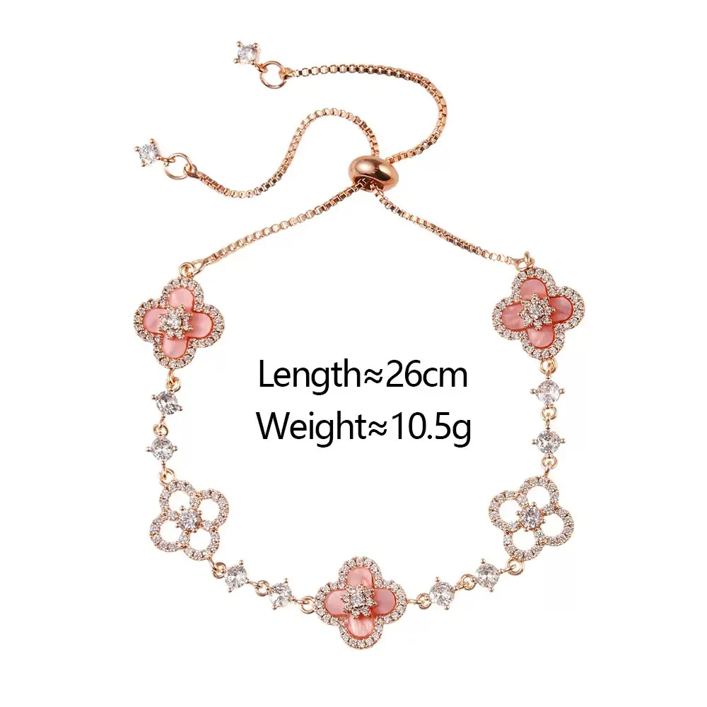 GLOSSMOON Sakura Cleef Bracelet Fashionable and Elegant Cherry Blossom Bracelet Does Not Change Color and Is Not Allergic  The Sakura Clover Bracelet showcases a multitude of brilliant diamonds, formi image 5