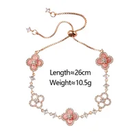 GLOSSMOON Sakura Cleef Bracelet Fashionable and Elegant Cherry Blossom Bracelet Does Not Change Color and Is Not Allergic  The Sakura Clover Bracelet showcases a multitude of brilliant diamonds, forming a luminous sparkle that commands attention in every - Image 5