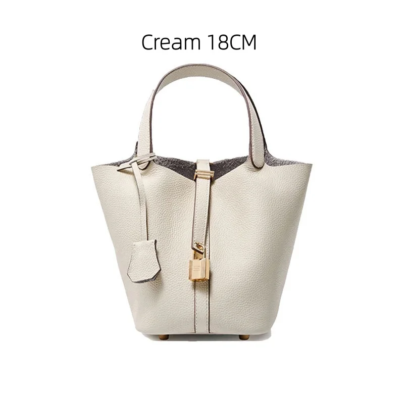 HALF.STAR Genuine Leather Bucket Tote Bag for Women Medium 18cm Large 22cm Multiple Colors Multiway Handbag Premium Quality