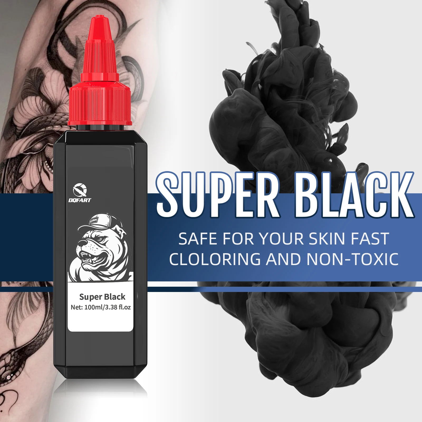 100 ml/Flasche Schwarz/Dreifachschwarz/Super Schwarz Tattoo-Tinte, professionelles Tattoo-Pigment, Tattoo-Tinte für Haut- und Körperkunst, für Tattoo-Zubehör – Detail 3