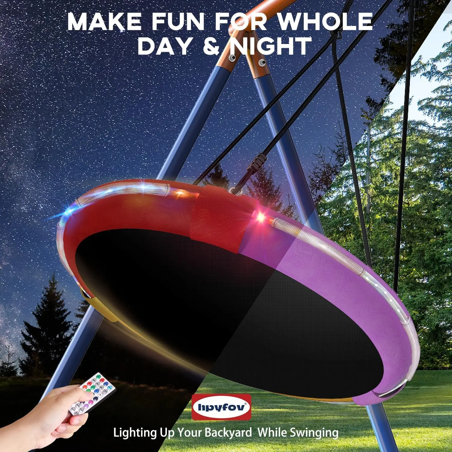 Ensemble de jeu extérieur 4 en 1 avec balançoire à disque volant, support et toboggan pour jardin, équipement de terrain de jeu robuste de 440 lb pour enfants et T