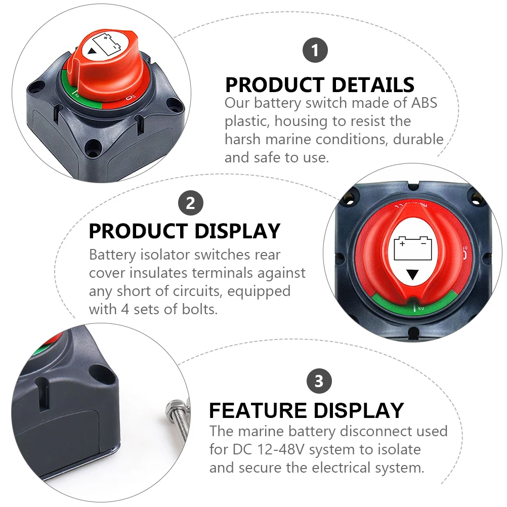 

12-48V Disconnect Isolator Switch Power Cut Off For Boat Truck Marine Car Electrical Equipment Green Red
