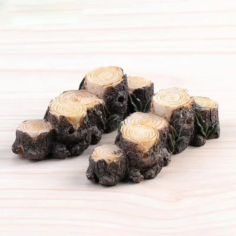 1pc Simulated Tree Stump Miniature Figurine fairy garden Decoration Figures Home Cake Car ornaments cartoon statue resin