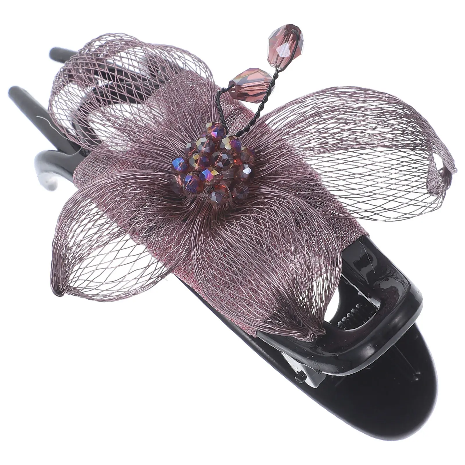 

Duck Bill Hair Clip French Claw Clip with Silk Yarn Flower Decor for Women Teens Straight Curly Long Hair Styling Accessory