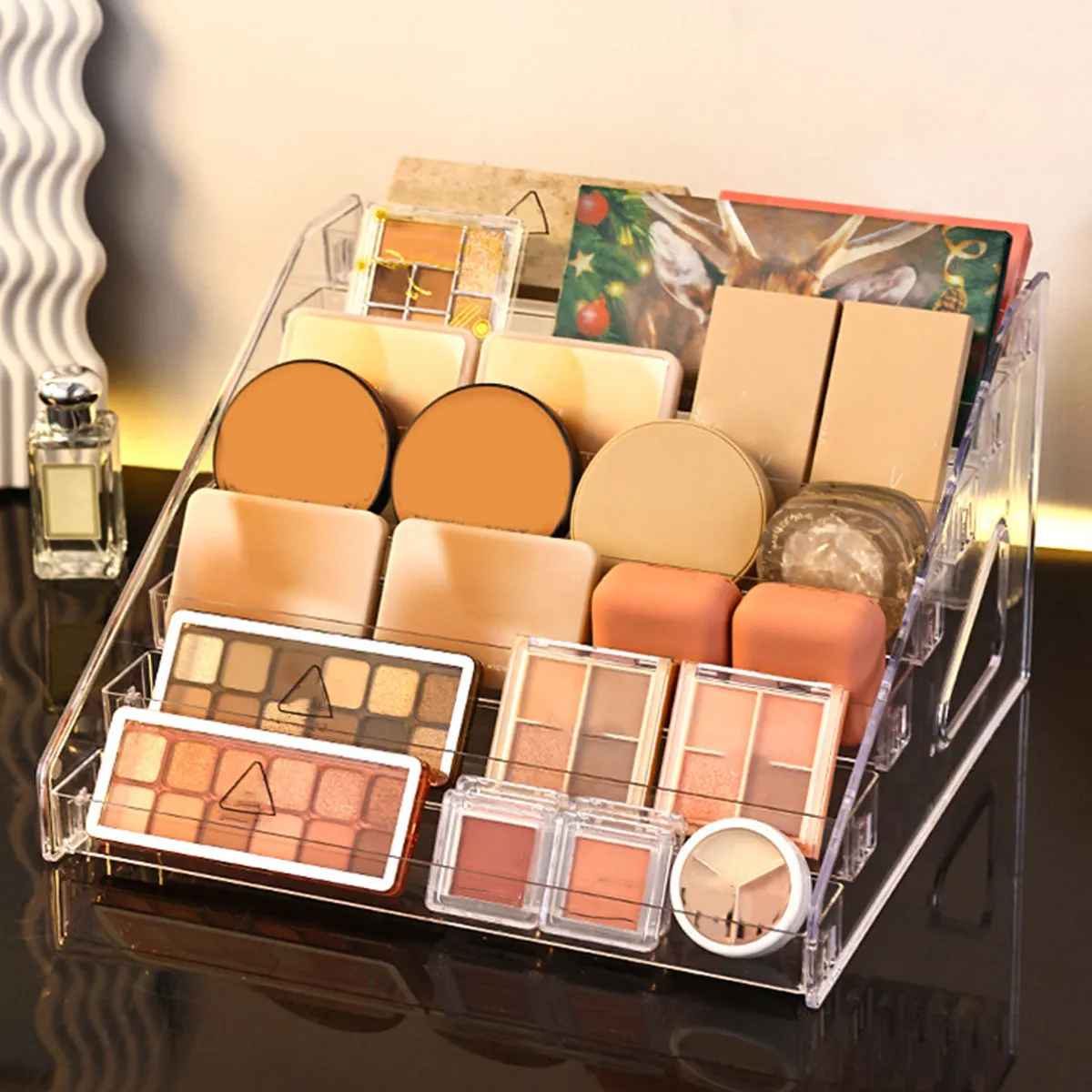 1pc Transparent Multi-layer Cosmetics Storage Rack, Powder, Lipstick Display Rack, Dresser Storage Rack, Nail Polish Rack