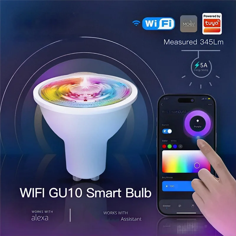 

-ABAB Tuya GU10 WIFI Smart Life APP Control Dimmable Lamps Light Bulbs For Alexa/Google Voice