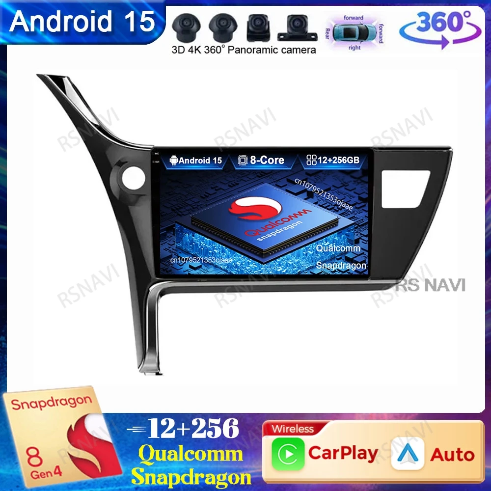 Android 15 Car Radio For Toyota Corolla 11 Auris E180 2017 2018 2019 Viedo Player Wireless Carplay Auto DVD BT Qualcomm 4G LTE