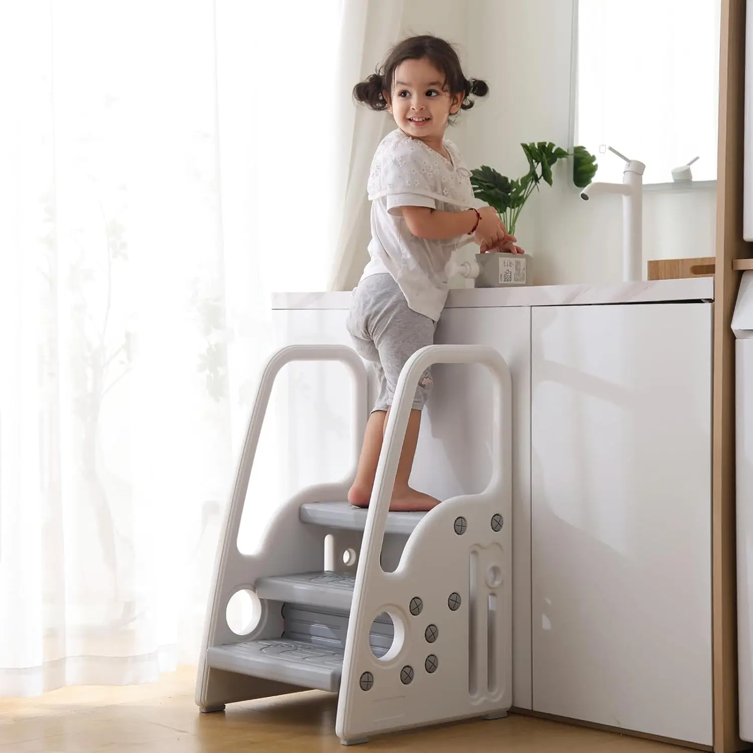 

Детский табурет-ступенька с ручками для ванной комнаты, кухни и приучения к горшку — безопасный и стабильный помощник для малышей