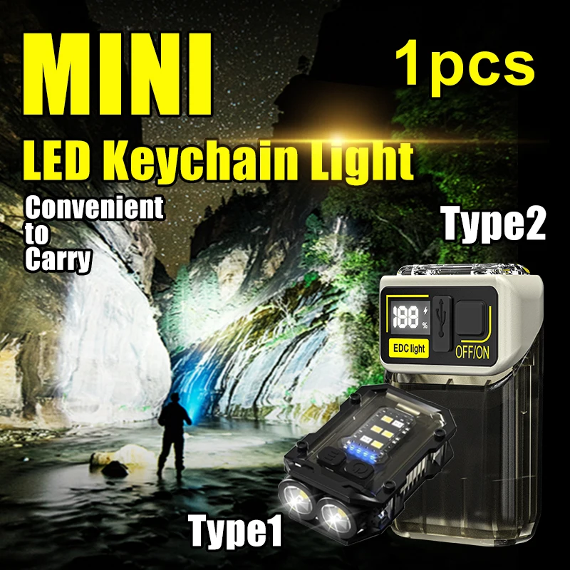 1 Pcs Mini LED Keychain Flashlight Rechargeable IPX5 Waterproof Hand Light for Camping,Outdoor or Emergency Illumination