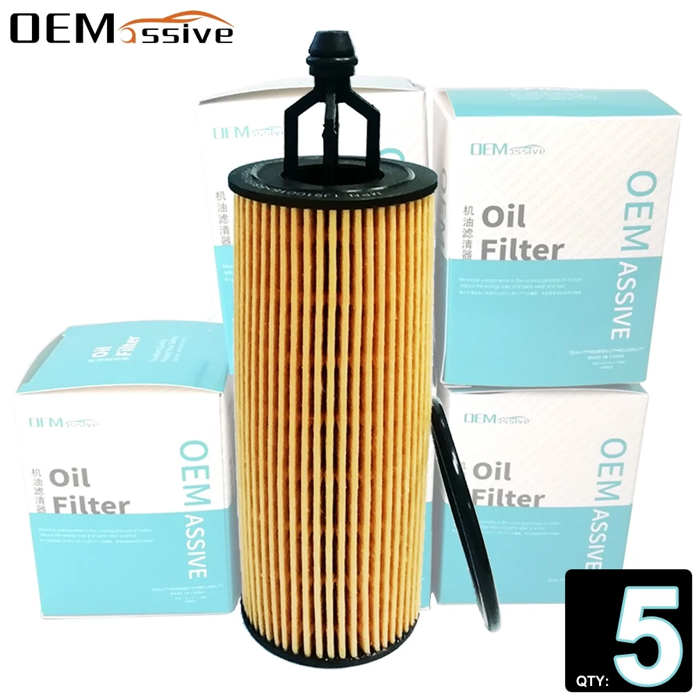 Set Of 5, Oil Filter 68191349AA For Chrysler Dodge Grand Caravan Jeep Wrangler Ram ProMaster 3500 2014 2015 2016 2017 2018 3.6L