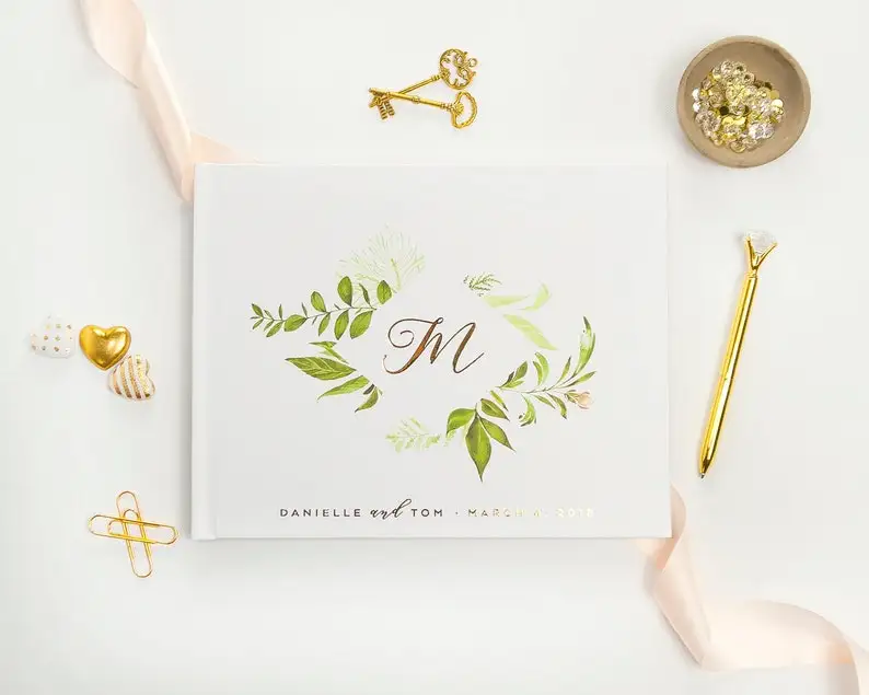 

Wedding Guest Book Gold Foil wedding guestbook botanical wedding guest book wedding photo booth book photo guest book gold