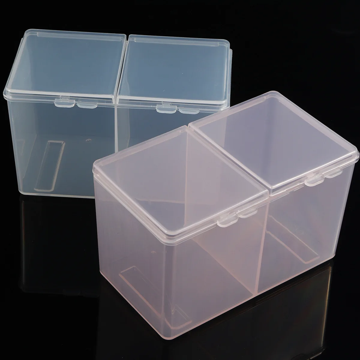 

1/2pcs Nail Storage Box Double Grille Dust Proof Belt Cover Cotton Sheet Napkin Storage Box Nail Accessories Finishing