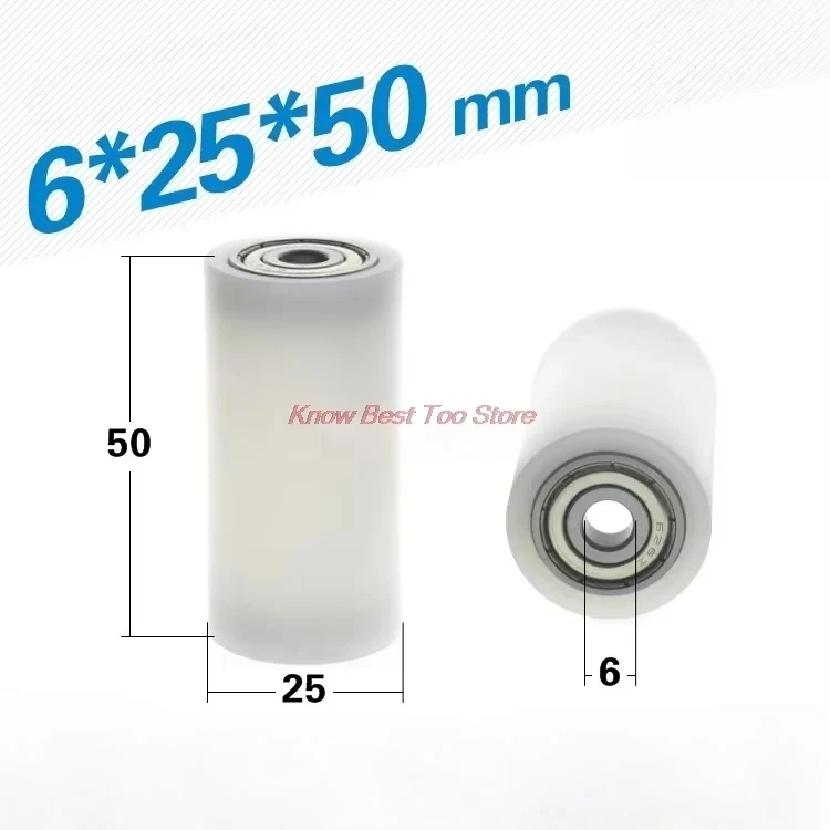 2pc 626 High Load-Bearing Nylon Wear-Resistant Flat Guide Wheel Massage Chair Moving Roller Double Bearing Pulley 6 * 25 * 50mm
