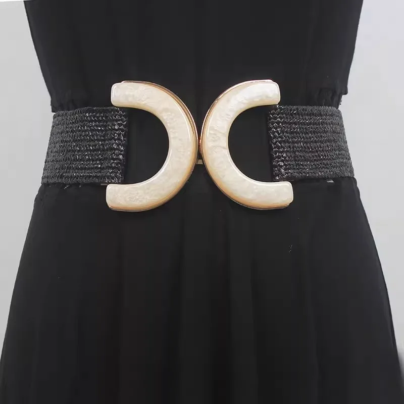 Women's Fashion Knitted Elastic Corset Female Cummerbund Coat Waistband Dress Decration Wide Belt  J146