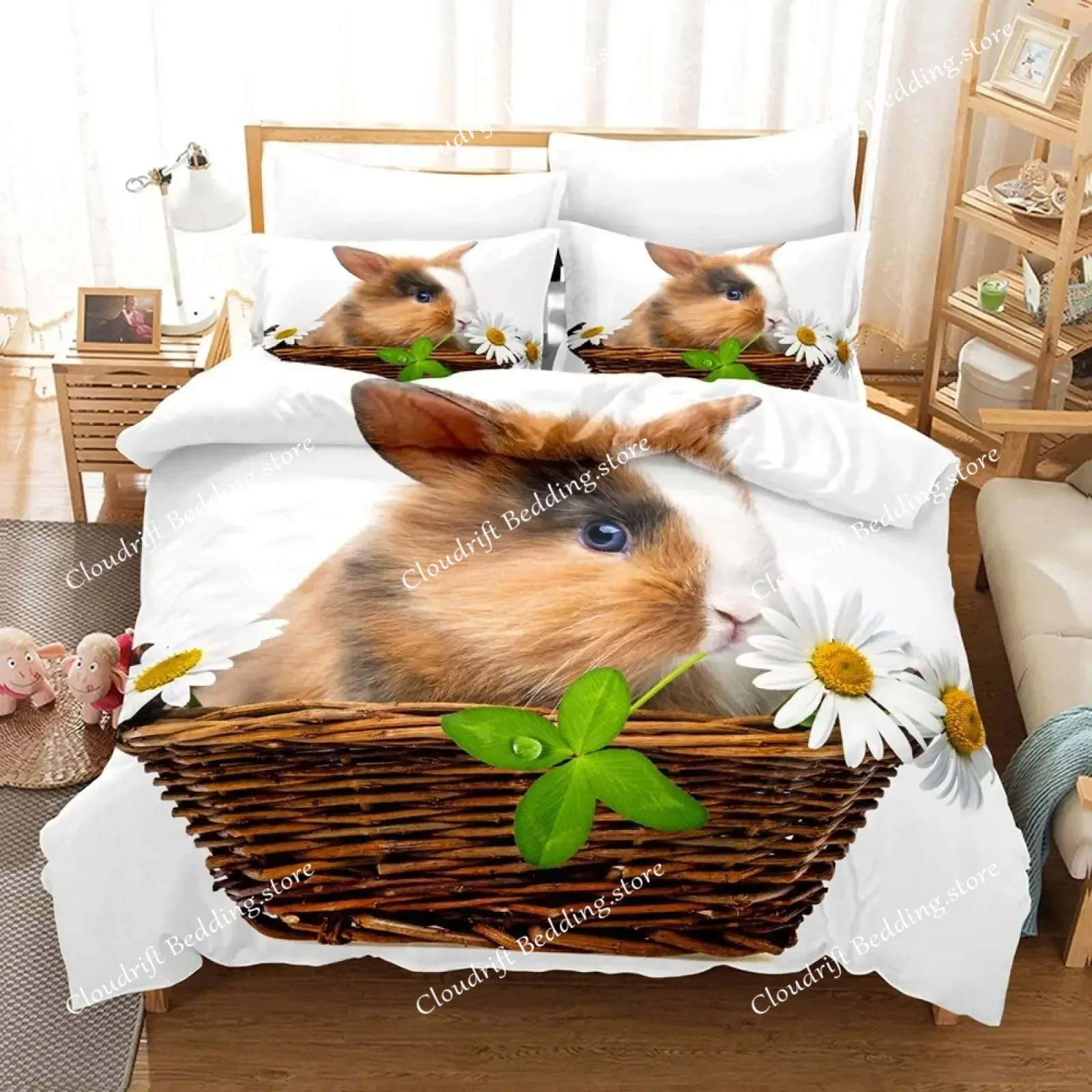 Guinea Pig Bedding Set Animal Pattern Duvet Cover For Kids Boys Girl Comforter Cover Wildlife Bedroom Collection Full Size