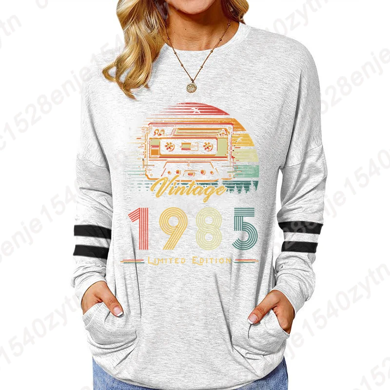 Women Autumn Blouses Vintage 1985 Limited Edition Print Birthday Gift Sweatshirts Funny Birthday Party Blouses Retro Causal Tops