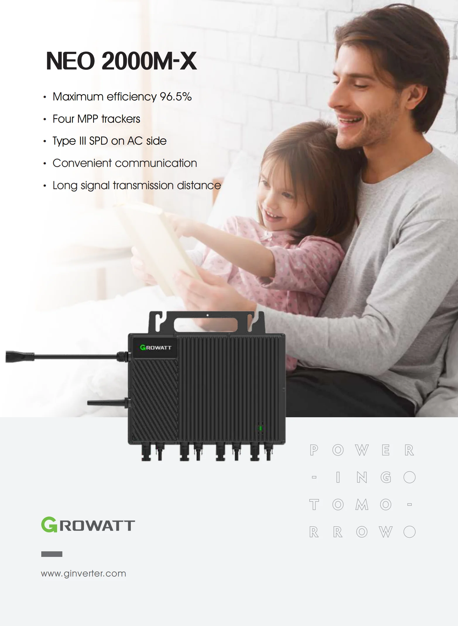 Growatt 2kW 4 MPPT Single Phase NEO 2000M-X Solar Grid-connected Photovoltaic Micro Inverter