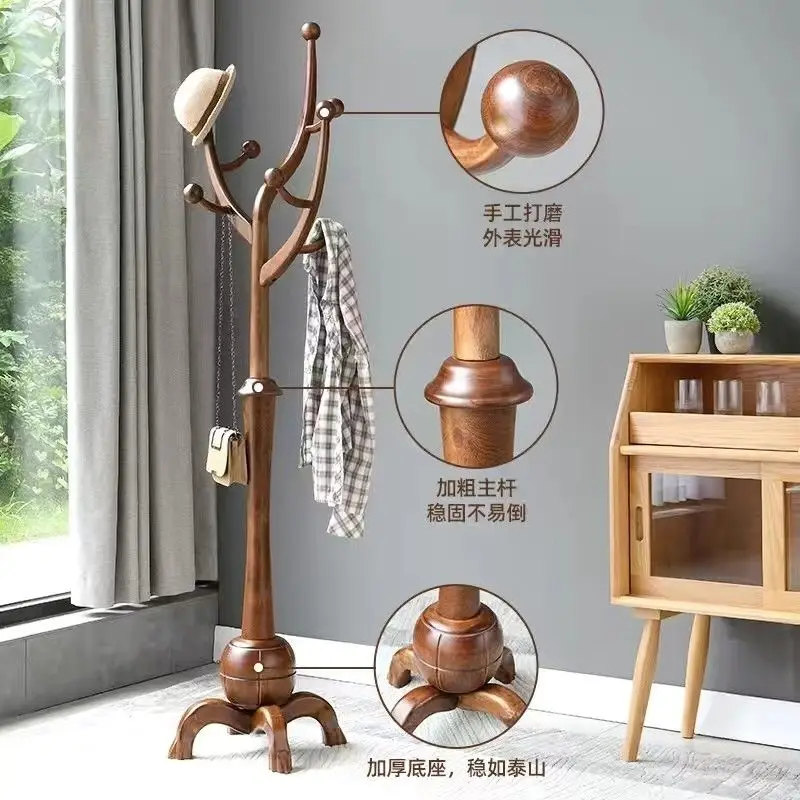 High-end room tree coat and hat rack floor storage solid wood branches household bedroom living room