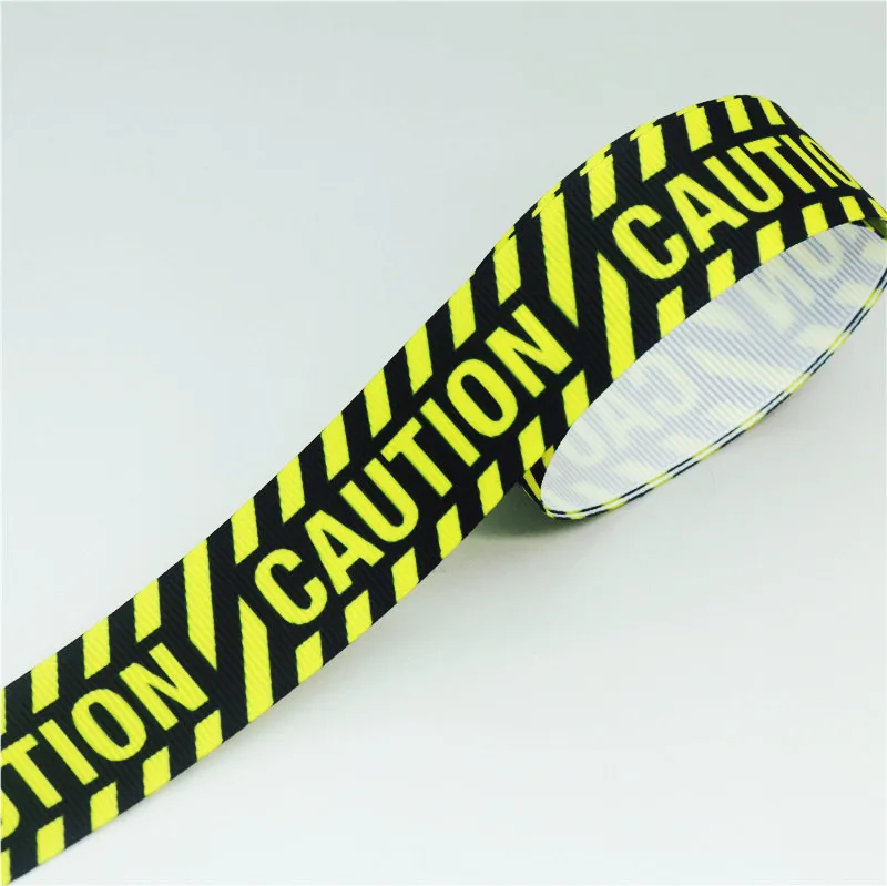 DHK 7/8\'\' 5yards caution army Printed Grosgrain Ribbon Accessory Hairbow Headwear Decoration DIY Wholesale OEM C1818