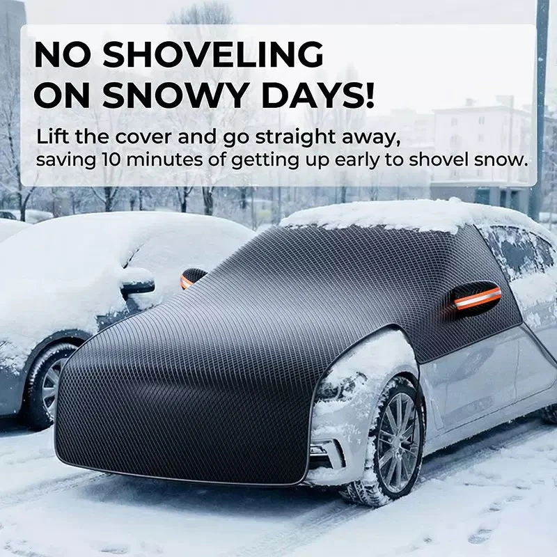 Auto-Windschutzscheiben-Schneeabdeckung Sonnenschutz Vier Jahreszeiten Anti-UV Frost Staub Eis Schutz Universell Passend für die Meisten Autos – Detail 1