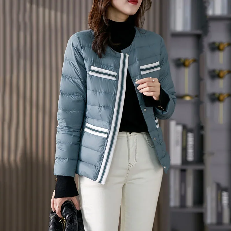 

Light Luxury Light Down Jacket Female Short New Fall and Winter Fashion Small Flavor Lightweight Collarless Bottom Down Jacket