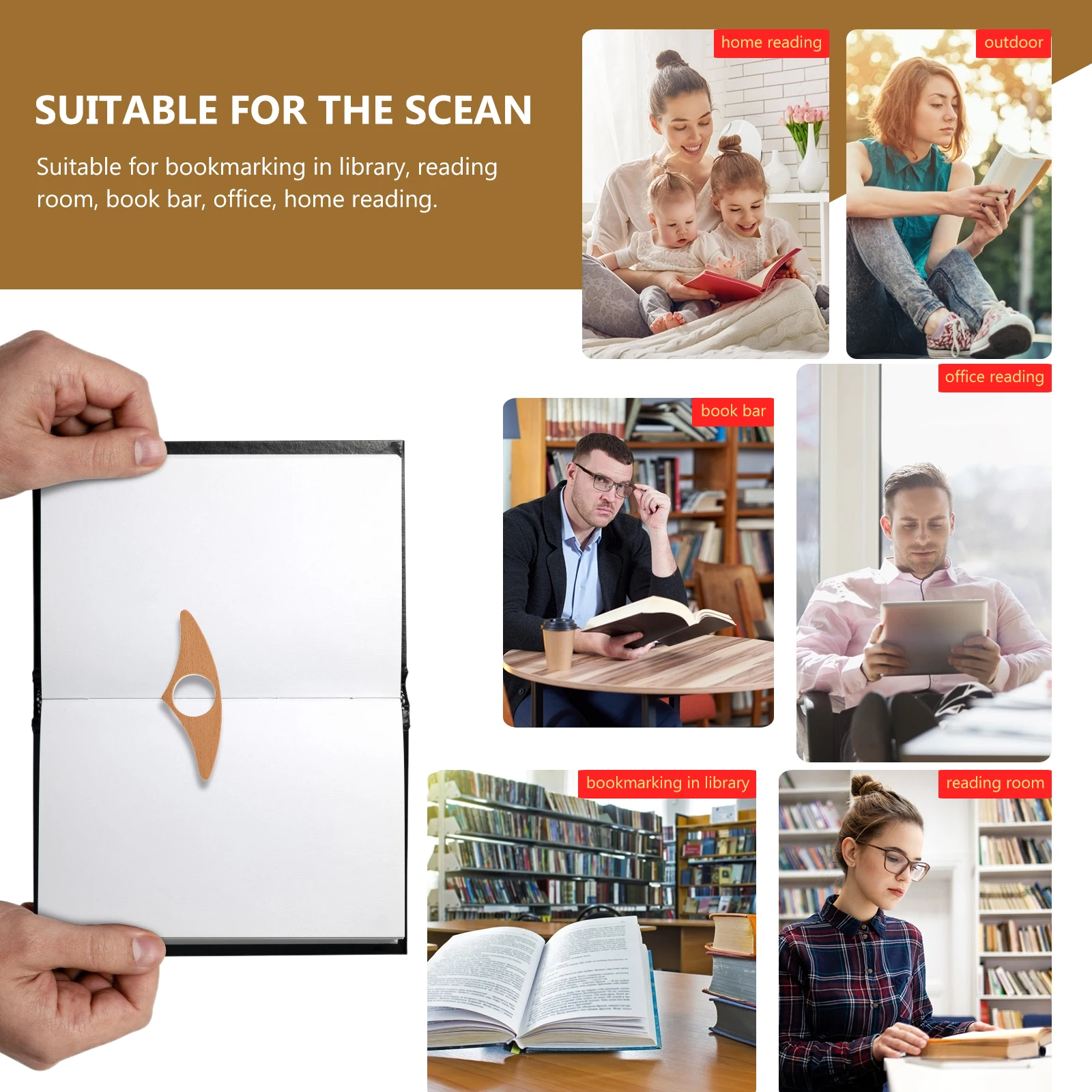 

Wooden Thumb Book Page Holder Solid Wood Page Spreader for Single Hand Comfortable Reading Accessories for Book Lovers Teachers