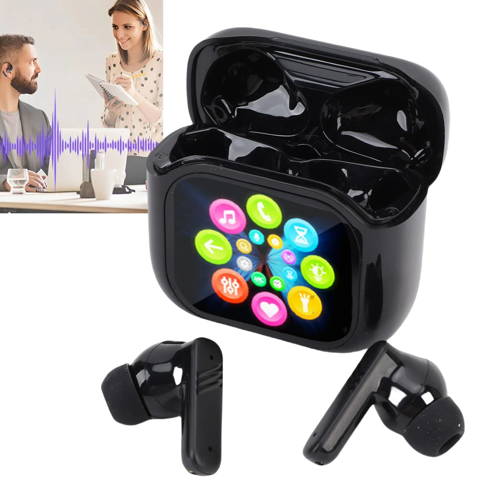 Наушники-переводчики поддерживает более 140 языков, перевод в реальном времени, Bluetooth 5.4, наушники с сенсорным экраном, 300 мАч