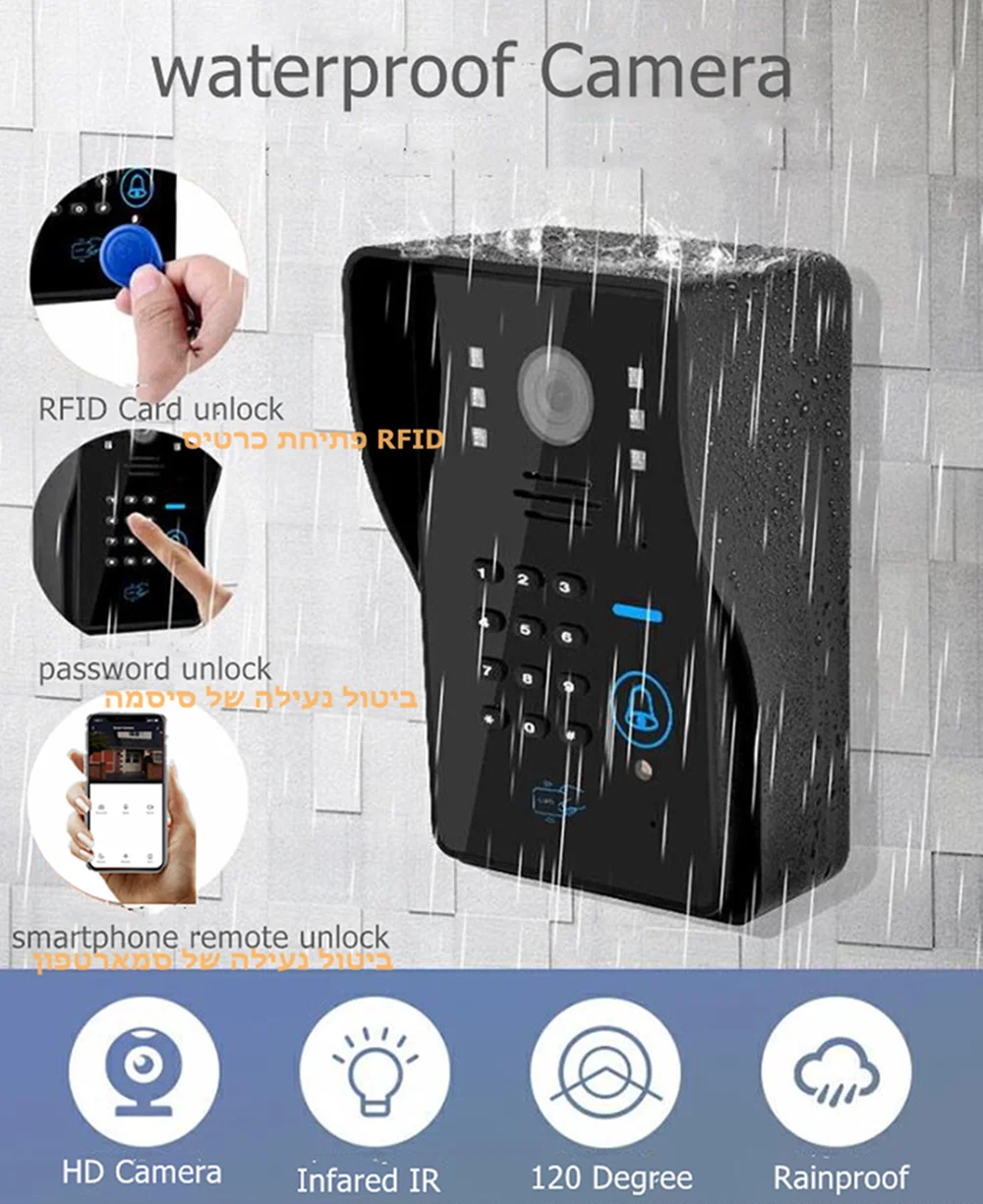 WIFI Video Intercom for home wireless Tuya smart Wired Video Doorbell Camera 1080P Password RFID door phone system for apartment