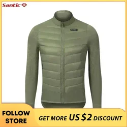 Santic Men's Cycling Down Long Sleeve Jersey Bicycle Keep Warm MTB Road Lightweight Windproof Long Sleeve Jackets Asian Size