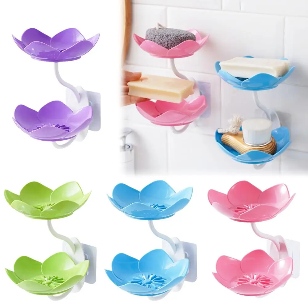 Laundry Soap Holder Anti-slip Pp Flower Soap Box Wall Drain Mounted Soap Soap Bathtub/surrounding Free Soap Box Punch Dish W1S2