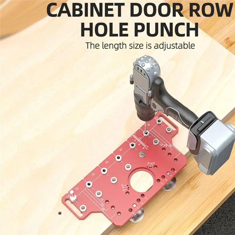 SYW-2-In-1 For Door Handle And Hinge Puncher Locator Kit, Adjustable Woodworking Drilling Guide For 37-64Mm Distance