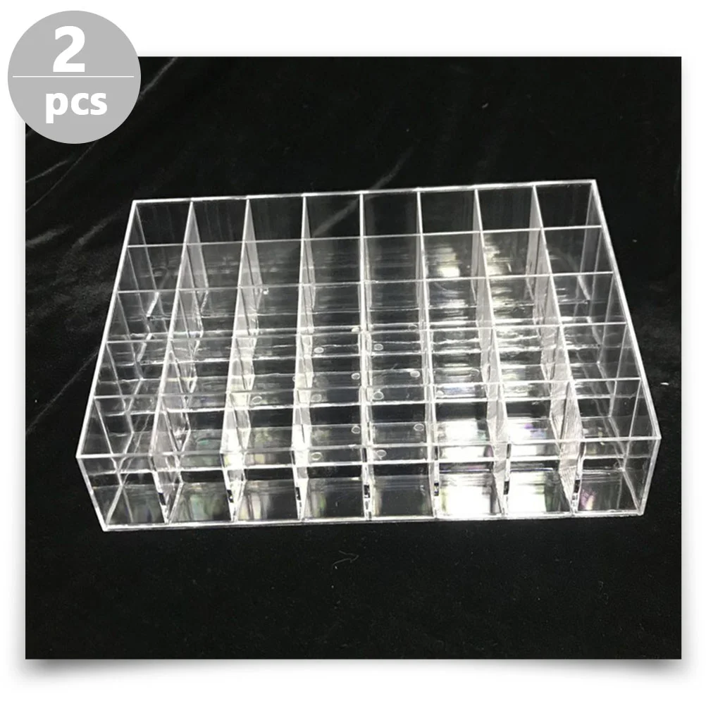 2 ชิ้นลิปสติกขาตั้งจอแสดงผล Supply Clear Lipglosses ชั้นวางในครัวเรือนผู้ถือ Organizer Multi-grid Rack