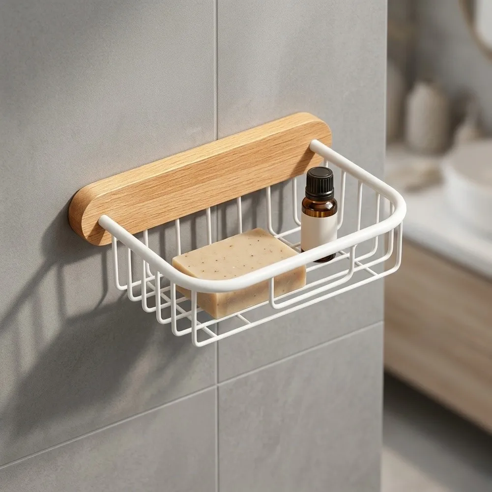 Aluminum Bathroom Storage Shelf with Drain Basket Function for Towels Tissues and Daily Essentials Organization