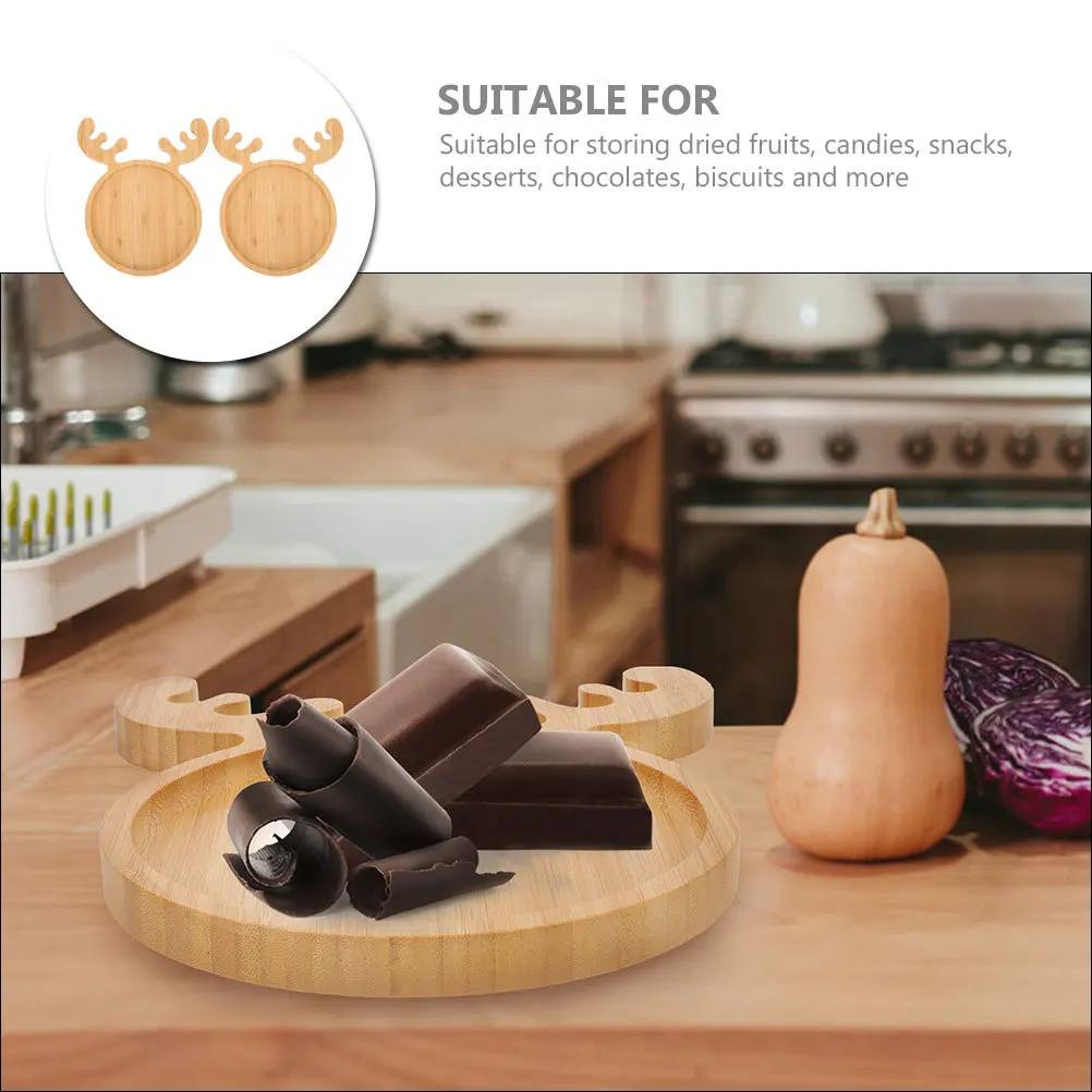 

2Pcs Creative Elk Pattern Bamboo Serving Platter - Ideal for Fruits Pastries Chocolates Storage, Home Hotel Restaurant Decor