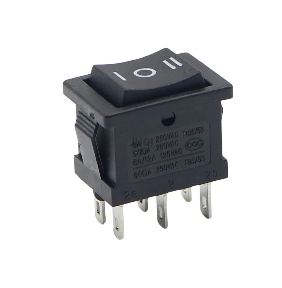 1 Buah KCD1 Mini Hitam 3 Pin / 6 Pin On/Off/On Rocker Switch AC 6A/250V10A/125V