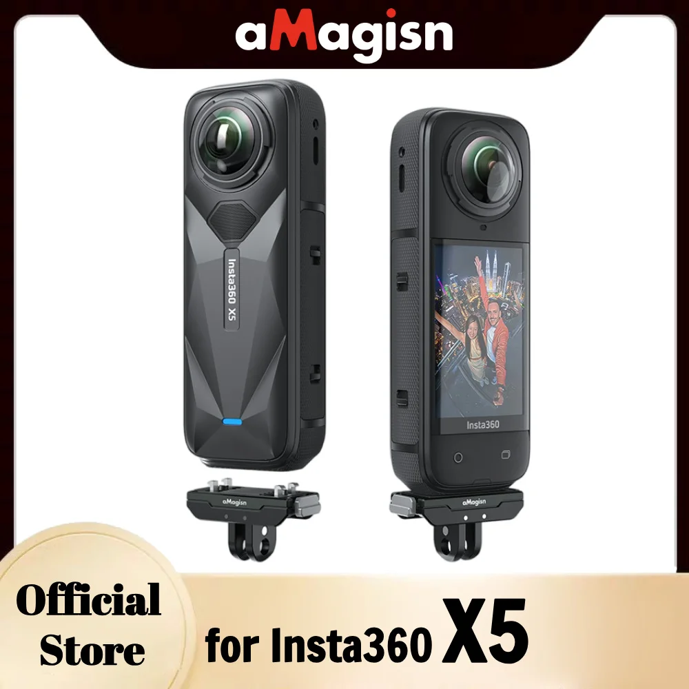 aMagisn Quick Release Mount for Insta360 X5,Aluminum Magnetic Base with 1/4 and 2-prong Adapter for Insta 360 X5 Accessories