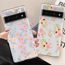 Fashion Cute Flower Phone Case for Google Pixel 9 Pro XL 8 7 6 Pro 8A 7A 6A XL 5G Silicone Shockproof Soft TPU Clear Cover