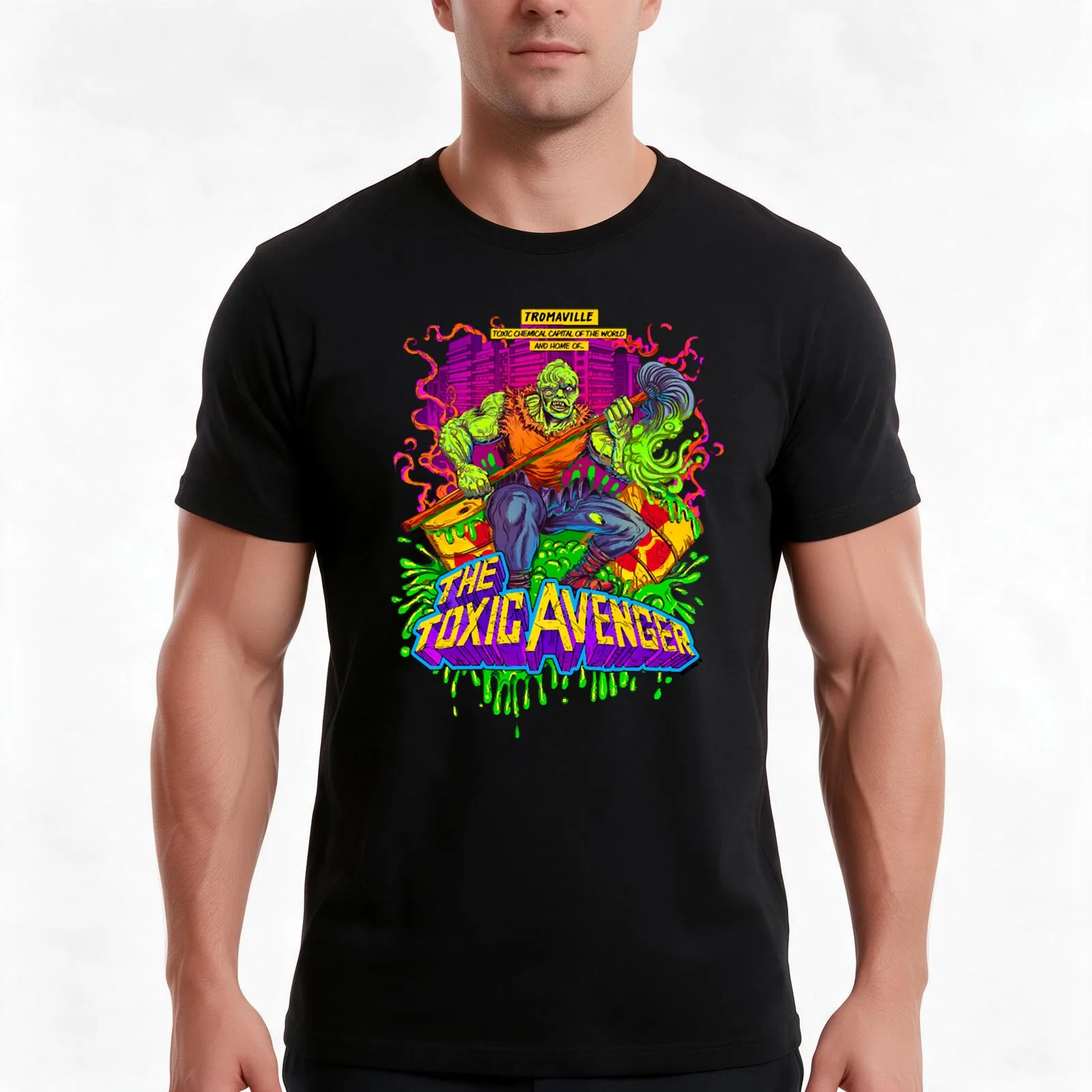 The Toxic Avenger T-Shirt, Summer Casual Cotton Tee, Oversized Streetwear Tops, Vintage Graphic Print, Loose Fit Short Sleeve