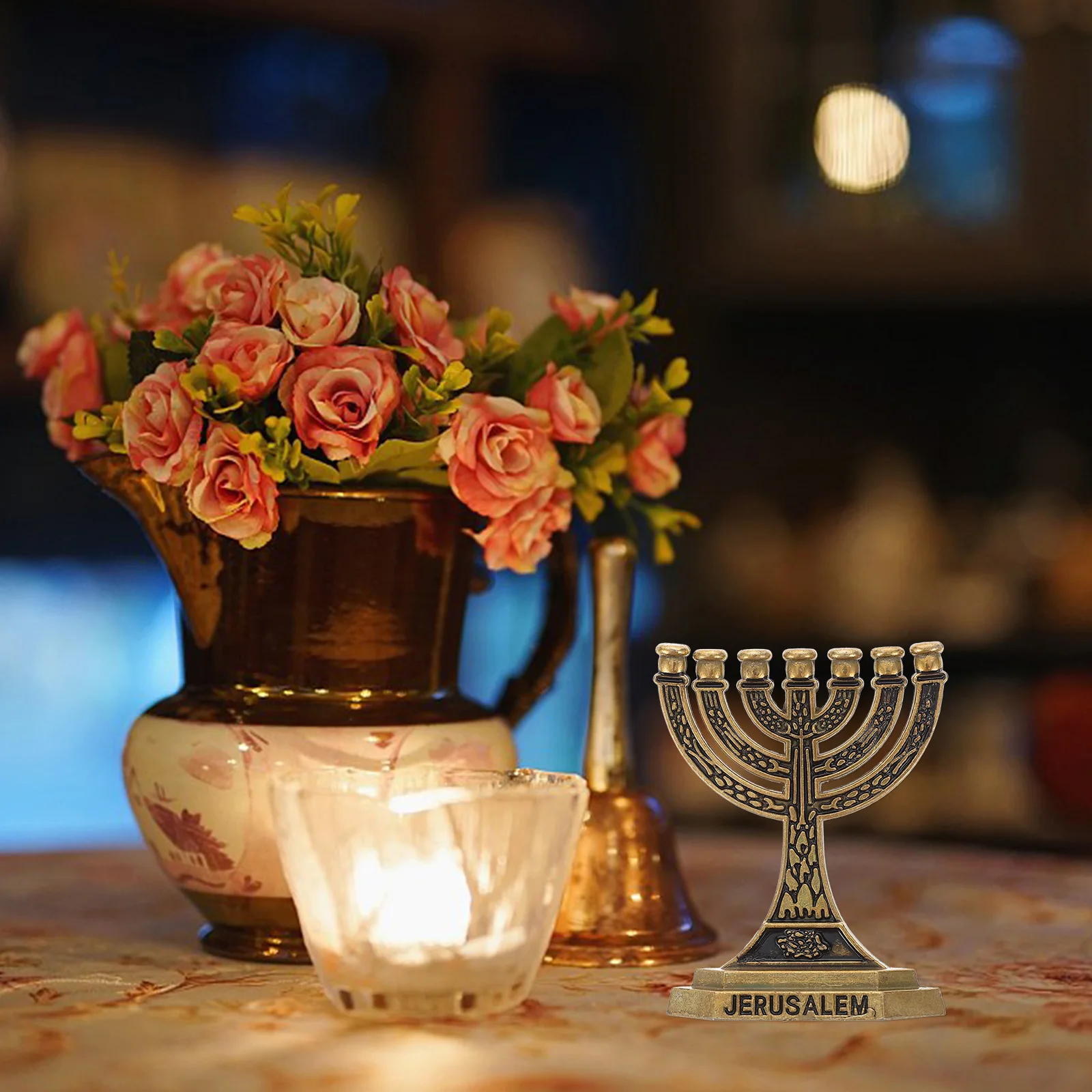 

2pcs Seven Candlestick Retro Holy Cups Decor Vintage Religious Ornaments Home Religious Candlesticks Church Gifts