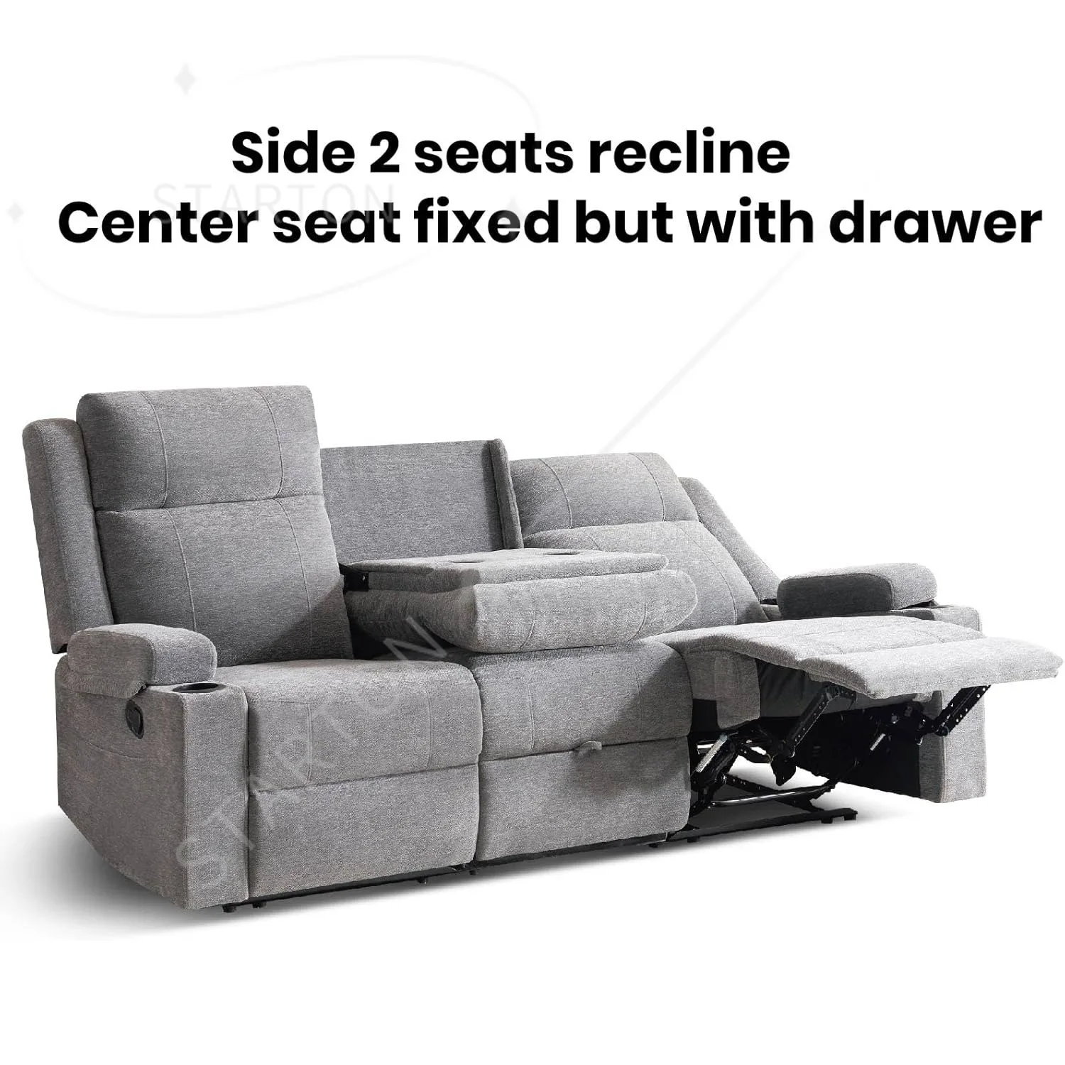 

Manual Reclining Sofa, 3 Seat Wall Hugger Recliner Couch with Cup Holders, Side Pockets