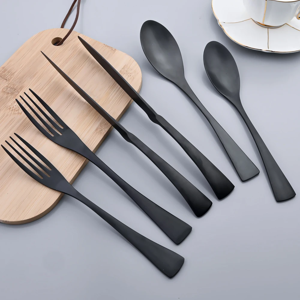 

Zoseil 24Pcs Cutlery Set 304 Stainless Steel Black Flatware Set Dinner Dinnerware Knife Fork Spoon Silverware Food Tableware