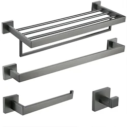 Gunmetal Stainless Steel Bathroom Accessorie Hardware Towel Rack,Toilet Paper Holder, Robe Hook, Towel Bar