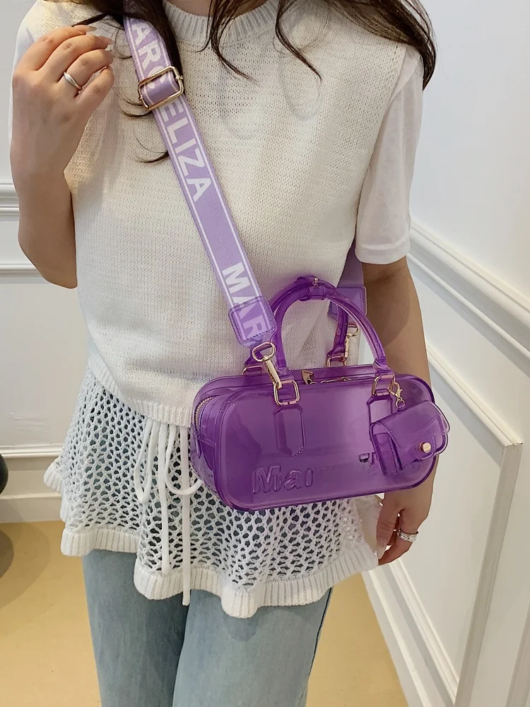 

Transparent Candy Colored aron Boston Pillow Bag Jelly Handbag oulder Crossbody Bag for Young Women Summer 2025 New Sle