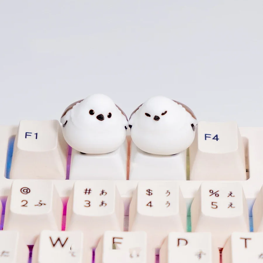 Handmade Personalized Cartoon Cute Fun White Bird Tits Parrot Cute Cross-Axis Three-Dimensional Keycap Creative Birthday Gift